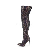 Noir Glitter 13 cm COURTLY-3015 bottes cuissardes pleaser