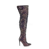 Noir Glitter 13 cm COURTLY-3015 bottes cuissardes pleaser