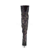 Noir Glitter 13 cm COURTLY-3015 bottes cuissardes pleaser