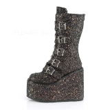 Noir Glitter 14 cm SWING-230G bottes cyberpunk plateforme
