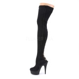 Noir Lycra 15 cm DELIGHT-3003 Bottes Cuissardes Talons Hauts