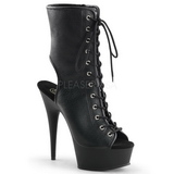 Noir Mat 15,5 cm DELIGHT-1016 Plateforme Bottines Bout Ouvert