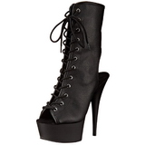 Noir Mat 15,5 cm DELIGHT-1016 Plateforme Bottines Bout Ouvert