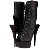 Noir Mat 15,5 cm DELIGHT-1016 Plateforme Bottines Bout Ouvert