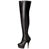 Noir Mat 15,5 cm DELIGHT-3000 Bottes Cuissardes Talons Hauts