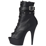 Noir Mat 15 cm DELIGHT-1033 Plateforme Bottines Bout Ouvert