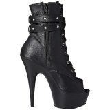 Noir Mat 15 cm DELIGHT-1033 Plateforme Bottines Bout Ouvert