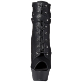 Noir Mat 15 cm DELIGHT-1033 Plateforme Bottines Bout Ouvert