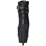 Noir Mat 15 cm DELIGHT-1033 Plateforme Bottines Bout Ouvert