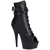 Noir Mat 15 cm DELIGHT-1033 Plateforme Bottines Bout Ouvert