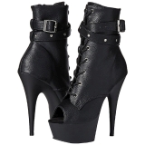 Noir Mat 15 cm DELIGHT-1033 Plateforme Bottines Bout Ouvert