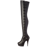 Noir Mat 15 cm DELIGHT-3050 Cuissardes Bottes Plateforme