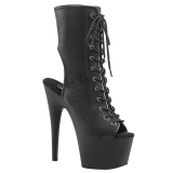 Noir Mat 18 cm ADORE-1016 Plateforme Bottines Bout Ouvert