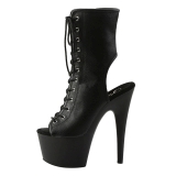 Noir Mat 18 cm ADORE-1016 Plateforme Bottines Bout Ouvert