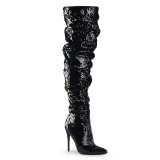 Noir Paillettes 13 cm COURTLY-3011 bottes cuissardes pleaser