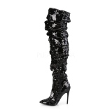 Noir Paillettes 13 cm COURTLY-3011 bottes cuissardes pleaser