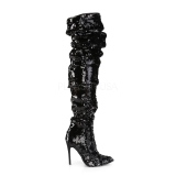 Noir Paillettes 13 cm COURTLY-3011 bottes cuissardes pleaser