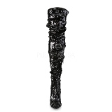 Noir Paillettes 13 cm COURTLY-3011 bottes cuissardes pleaser