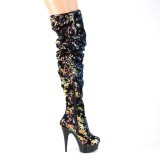 Noir Paillettes 15 cm DELIGHT-3004 bottes cuissardes pleaser