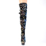 Noir Paillettes 15 cm DELIGHT-3004 bottes cuissardes pleaser