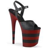 Noir Rouge 20 cm FLAMINGO-809SR talons hauts pleaser plateforme