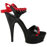 Noir Rouge Verni 15 cm DELIGHT-615 Chaussures Stilettos Talon Hauts