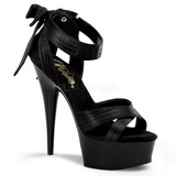 Noir Satin 15 cm DELIGHT-668 Sandales de Soire a Talon