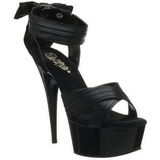 Noir Satin 15 cm DELIGHT-668 Sandales de Soire a Talon