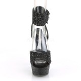 Noir Scintillement 15 cm DELIGHT-691LG talon haut avec bande de cheville