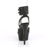 Noir Scintillement 15 cm DELIGHT-691LG talon haut avec bande de cheville