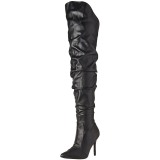 Noir Similicuir 10 cm CLASSIQUE-3011 Bottes Cuissardes Talons Hauts