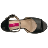 Noir Similicuir 12,5 cm EVE-02 grande taille sandales femmes