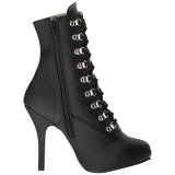 Noir Similicuir 12,5 cm EVE-106 grande taille bottines femmes