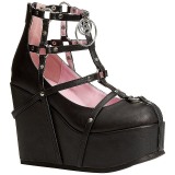 Noir Similicuir 13 cm POISON-25-1 bottines lolita talons compenses