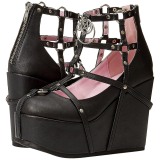 Noir Similicuir 13 cm POISON-25-1 bottines lolita talons compenses