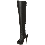 Noir Similicuir 15 cm DELIGHT-3019 Cuissardes Bottes Plateforme