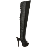 Noir Similicuir 15 cm DELIGHT-3019 Cuissardes Bottes Plateforme