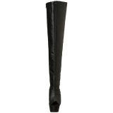 Noir Similicuir 15 cm DELIGHT-3019 Cuissardes Bottes Plateforme