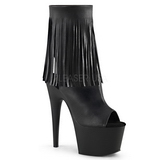 Noir Similicuir 18 cm ADORE-1019 bottines a frangees pour femmes a talon