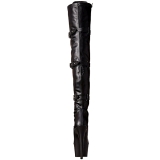 Noir Similicuir 18 cm ADORE-3028 Plateforme cuissardes et genoux