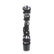 Noir Similicuir 18 cm ADORE-700-48 talon haut avec lacets de cheville