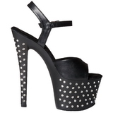 Noir Similicuir 18 cm STARDUST-709 Plateforme Strass Sandales Femmes