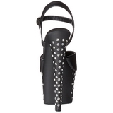 Noir Similicuir 18 cm STARDUST-709 Plateforme Strass Sandales Femmes