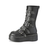 Noir Similicuir 5 cm EMILY-330 plateformes bottes  boucles pour femmes