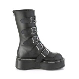 Noir Similicuir 5 cm EMILY-330 plateformes bottes  boucles pour femmes