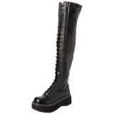 Noir Similicuir 5 cm EMILY-375 bottes cuissardes  lacets