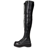 Noir Similicuir 5 cm EMILY-375 bottes cuissardes  lacets