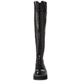 Noir Similicuir 5 cm EMILY-375 bottes cuissardes  lacets