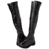 Noir Similicuir 5 cm EMILY-375 bottes cuissardes  lacets