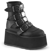 Noir Similicuir 9 cm DAMNED-105 bottines avec boucles